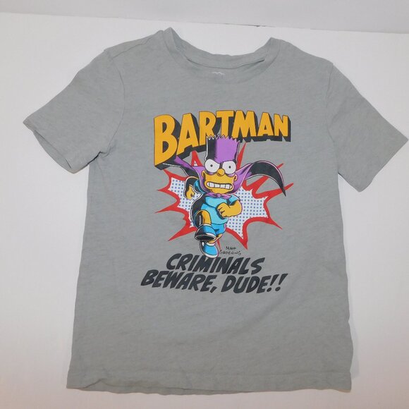 The Simpsons Other - The Simpsons BARTMAN Criminals Beware Dude Graphic T Shirt Kids XS 4-5